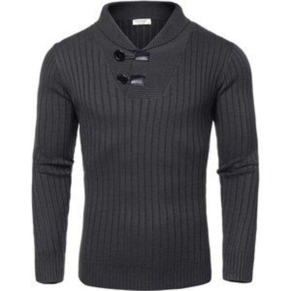 New Men's Shawl Collar Sweaters Casual Grey Sweater